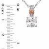 Thumbnail Image 3 of 7.0mm Cushion-Cut Lab-Created White Sapphire Pendant and Ring Set in Sterling Silver with 14K Rose Gold Plate - Size 7