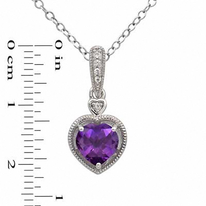 7.0mm Heart-Shaped Amethyst and Lab-Created White Sapphire Pendant and Earrings Set in Sterling Silver