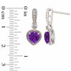 Thumbnail Image 2 of 7.0mm Heart-Shaped Amethyst and Lab-Created White Sapphire Pendant and Earrings Set in Sterling Silver