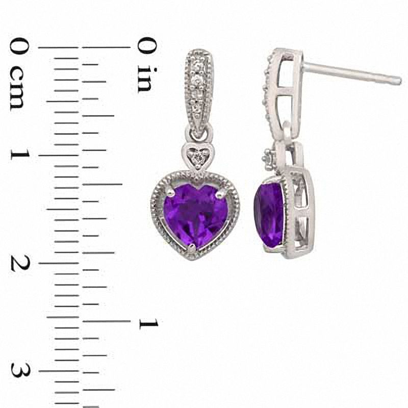 7.0mm Heart-Shaped Amethyst and Lab-Created White Sapphire Pendant and Earrings Set in Sterling Silver