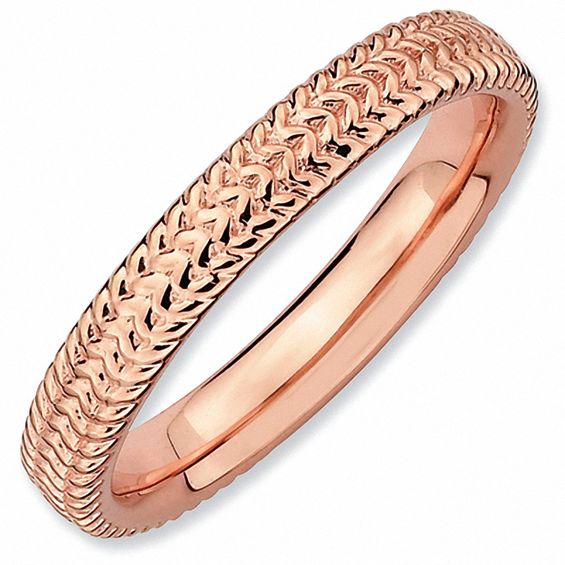 Stackable Expressionsâ¢ 3mm Cable Ring in Sterling Silver and 18K Rose Gold Plate