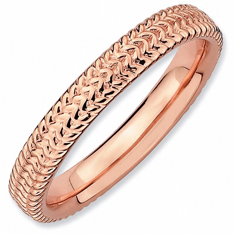 Main Image 1 of Stackable Expressions™ 3mm Cable Ring in Sterling Silver and 18K Rose Gold Plate