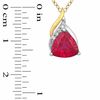 Thumbnail Image 2 of Trillion-Cut Lab-Created Ruby and White Sapphire Pendant and Ring Set in Sterling Silver and 14K Gold Plate - Size 7