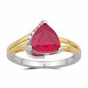 Thumbnail Image 3 of Trillion-Cut Lab-Created Ruby and White Sapphire Pendant and Ring Set in Sterling Silver and 14K Gold Plate - Size 7