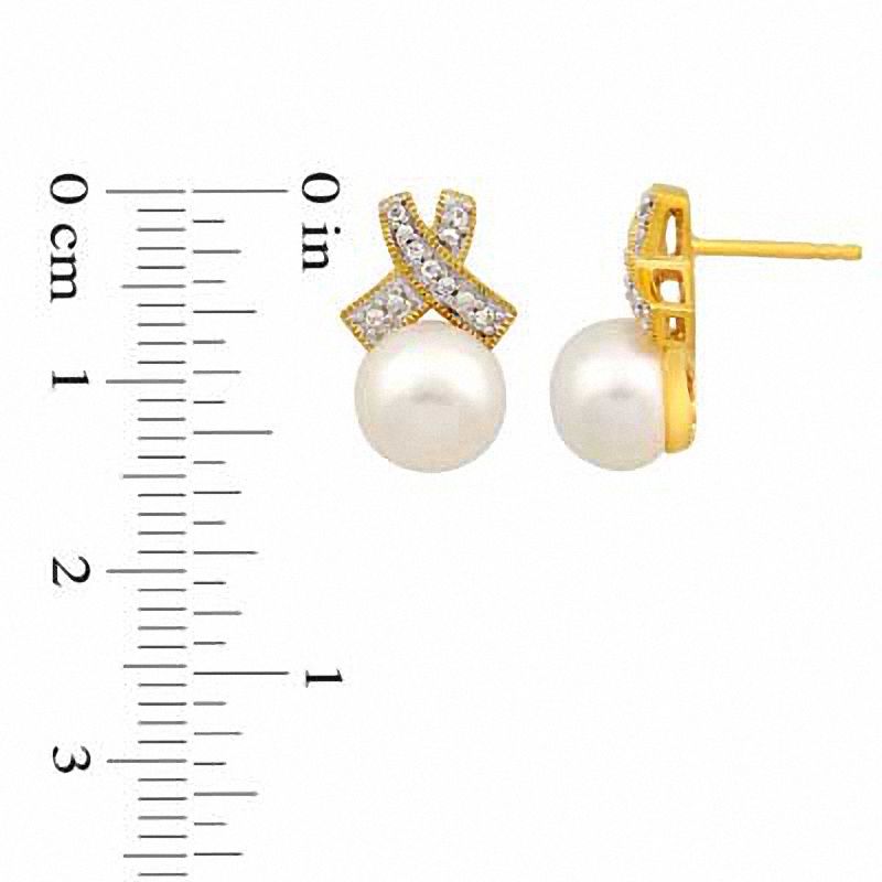 Main Image 2 of 8.0-9.0mm Freshwater Cultured Pearl Pendant and Earrings Set in Sterling Silver and 14K Gold Plate