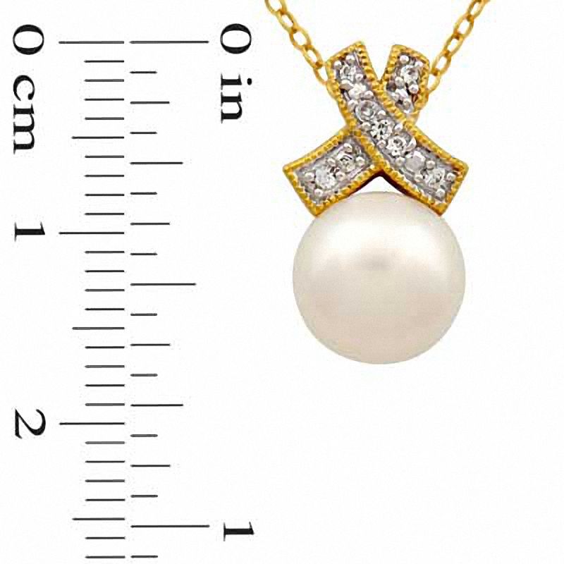 Main Image 3 of 8.0-9.0mm Freshwater Cultured Pearl Pendant and Earrings Set in Sterling Silver and 14K Gold Plate