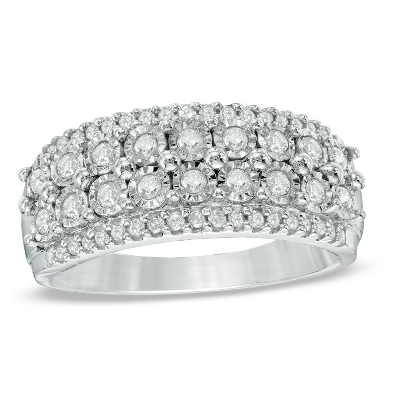 Main Image 1 of 1/2 CT. T.W. Diamond Layered Ring in 10K White Gold