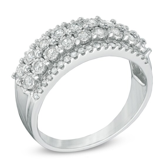 1/2 CT. T.w. Diamond Layered Ring in 10K White Gold