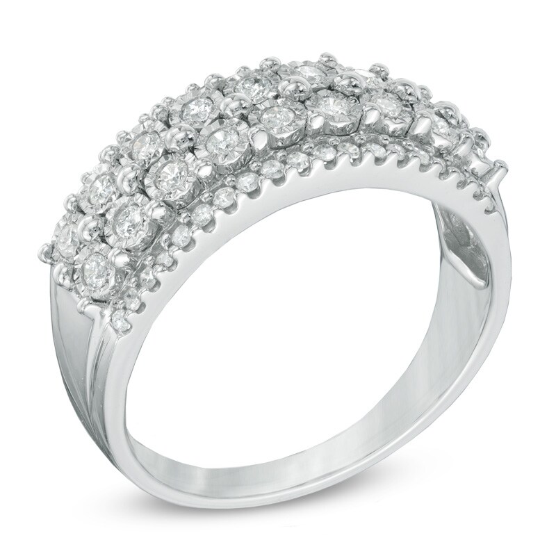 Main Image 2 of 1/2 CT. T.W. Diamond Layered Ring in 10K White Gold