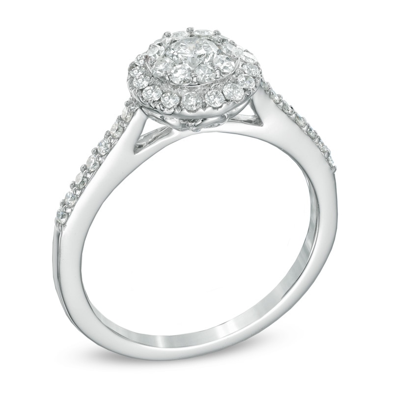 3/4 CT. T.W. Multi-Diamond Frame Engagement Ring in 14K White Gold