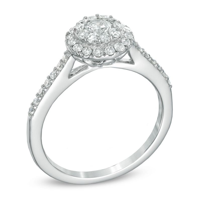 Main Image 2 of 3/4 CT. T.W. Multi-Diamond Frame Engagement Ring in 14K White Gold