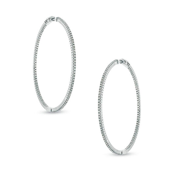 1 CT. T.W. Diamond Inside-Out Hoop Earrings in Sterling Silver | Online ...