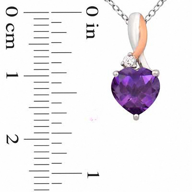 Main Image 2 of Heart-Shaped Amethyst and Lab-Created White Sapphire Pendant and Ring Set in Sterling Silver and 14K Rose Gold Plate