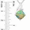 Thumbnail Image 2 of 8.0mm Cushion-Cut Lab-Created Opal and White Sapphire Pendant and Ring Set in Sterling Silver - Size 7