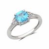 Thumbnail Image 2 of 7.0mm Cushion-Cut Blue Topaz and Lab-Created White Sapphire Pendant and Ring Set in Sterling Silver - Size 7