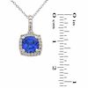 Thumbnail Image 3 of 6.0mm Cushion-Cut Lab-Created Ceylon and White Sapphire Pendant and Earrings Set in Sterling Silver
