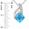Thumbnail Image 3 of 7.0mm Cushion-Cut Swiss Blue Topaz and Lab-Created White Sapphire Pendant and Ring Set in Sterling Silver - Size 7