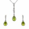 Thumbnail Image 1 of Pear-Shaped Peridot and Lab-Created White Sapphire Pendant and Earrings Set in Sterling Silver
