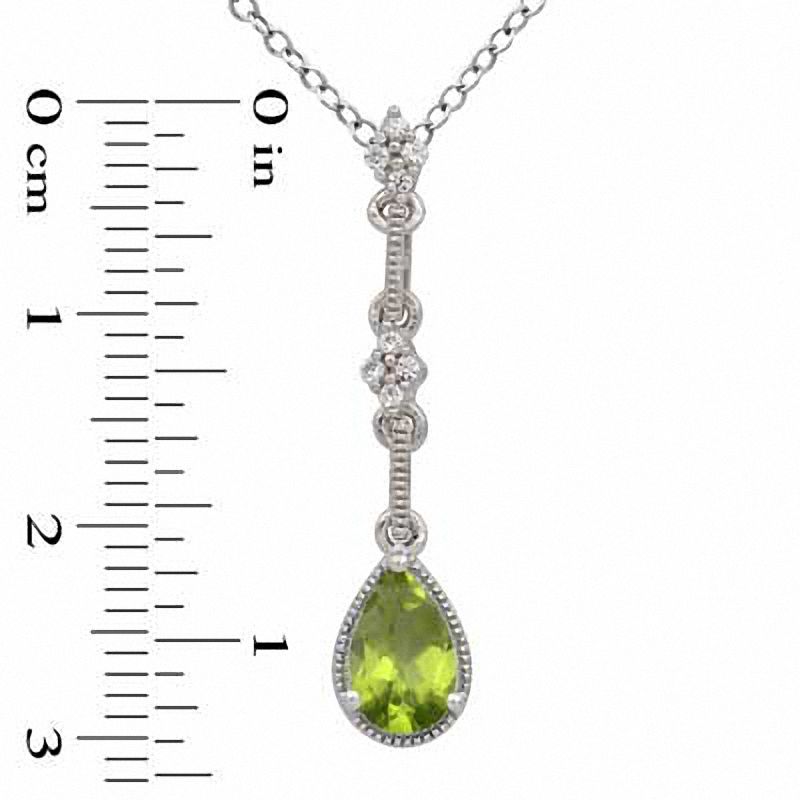 Main Image 2 of Pear-Shaped Peridot and Lab-Created White Sapphire Pendant and Earrings Set in Sterling Silver