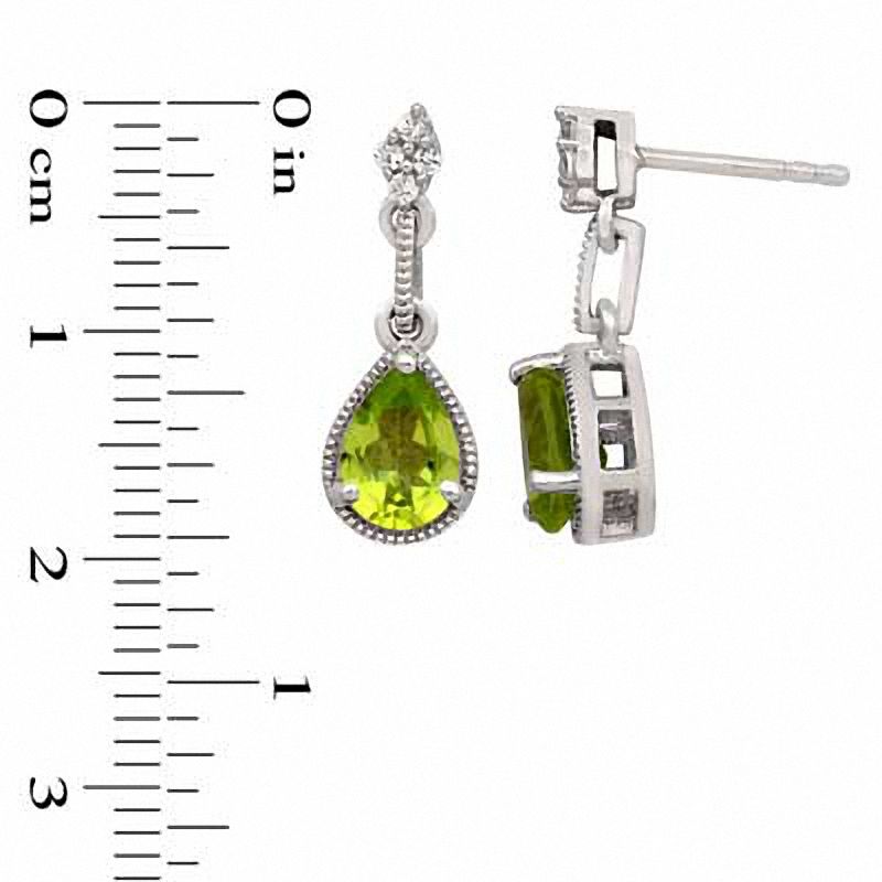 Main Image 3 of Pear-Shaped Peridot and Lab-Created White Sapphire Pendant and Earrings Set in Sterling Silver