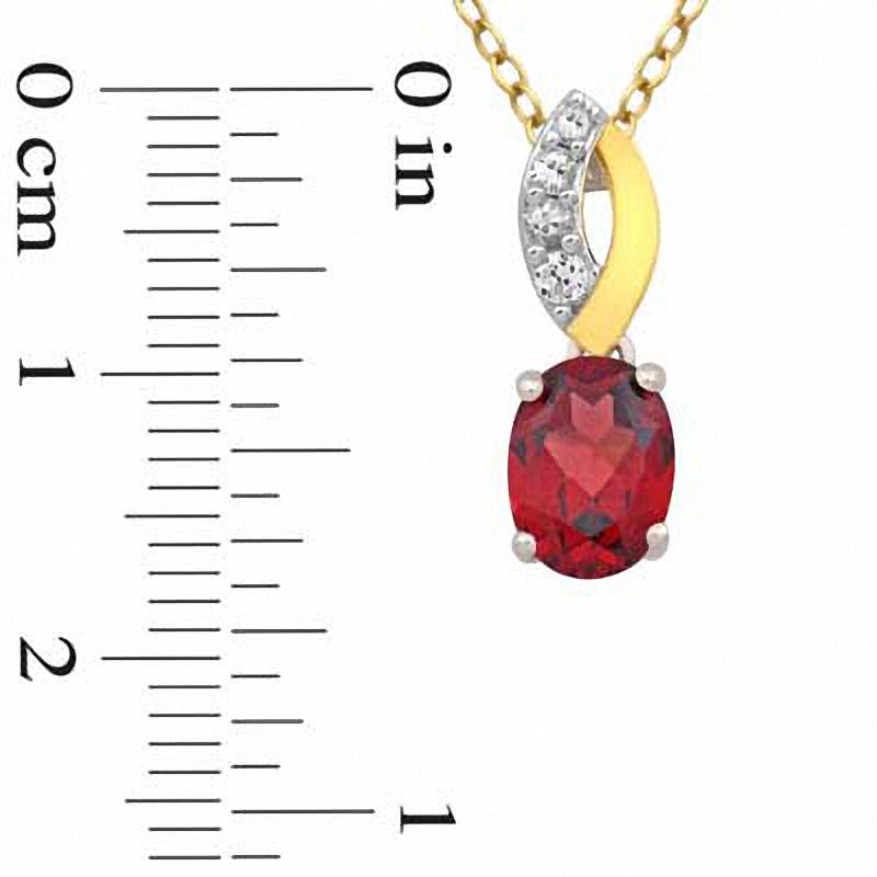 Oval Garnet and Lab-Created White Sapphire Pendant and Ring Set in Sterling Silver and 14K Gold Plate - Size 7