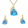 Thumbnail Image 1 of Swiss Blue Topaz and Lab-Created White Sapphire Pendant and Earrings Set in Sterling Silver and 14K Gold Plate