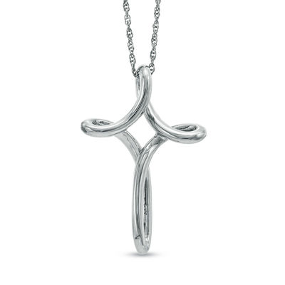 Looped Cross Pendant in Sterling Silver 