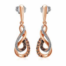 Rose Gold Earrings Zales T W Enhanced Champagne And White Diamond Double Infinity Drop Earrings In
