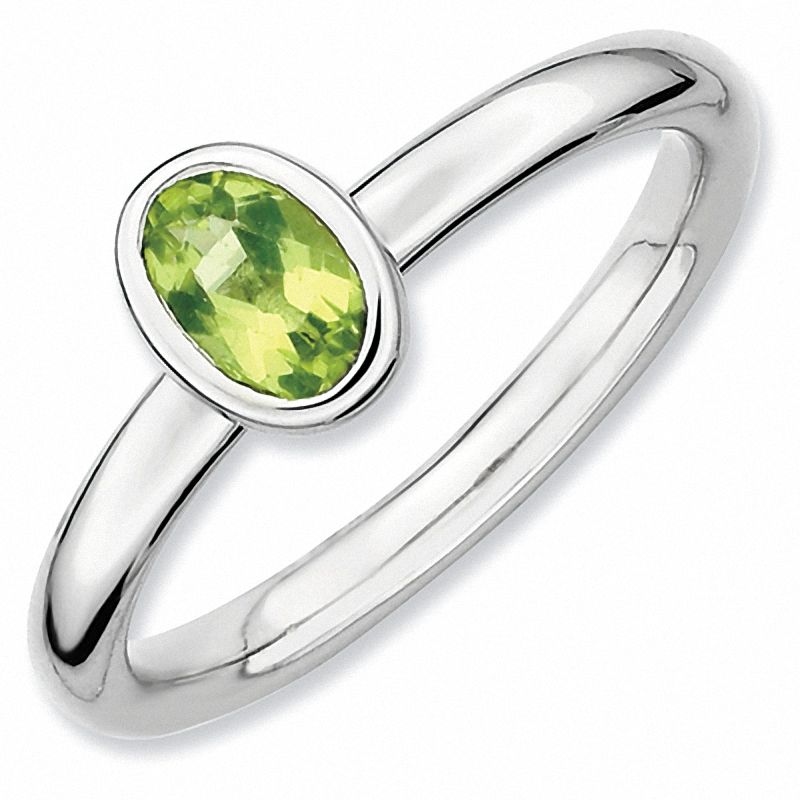 Stackable Expressions™ Oval Peridot Ring in Sterling Silver