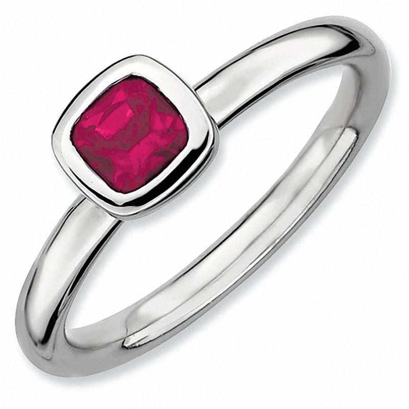 Sterling Silver Stackable Expressions Cushion Cut Ruby Ring Sterling Silver Stackable Expressions Cushion Cut Ruby Ring