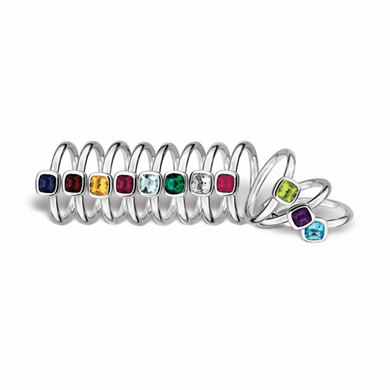Stackable Expressions™ Cushion-Cut Lab-Created Ruby Ring in Sterling Silver