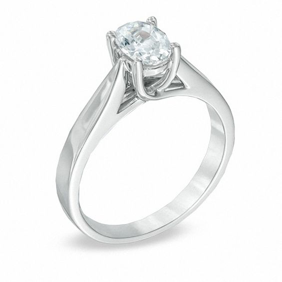 Celebration Ideal 1 CT. Oval Certified Diamond Solitaire Engagement Ring in 14K White Gold (J/I1)