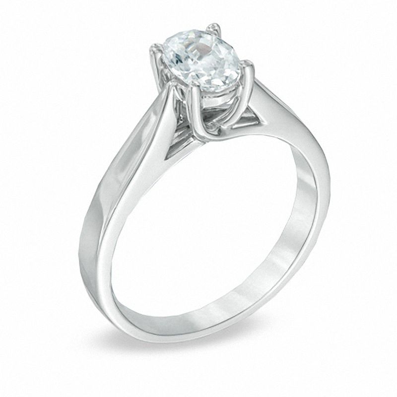 Celebration Ideal 1 CT. Oval Diamond Solitaire Engagement Ring in 14K White Gold (J/I1)