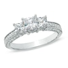 Thumbnail Image 1 of 1-1/2 CT. T.W. Princess-Cut Diamond Past Present Future® Ring in 14K White Gold
