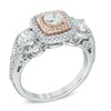 Thumbnail Image 2 of Celebration Ideal 1-1/2 CT. T.W. Certified Diamond Three-Stone Engagement Ring in 14K Two-Tone Gold (J/I1)