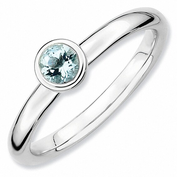 Stackable Expressions™ Aquamarine Solitaire Low Profile Ring in Sterling Silver Stackable Expressions™ Aquamarine Solitaire Low Profile Ring in Sterling Silver