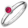 Thumbnail Image 0 of Stackable Expressions™ Lab-Created Ruby Solitaire Low Profile Ring in Sterling Silver