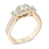 Thumbnail Image 1 of Vera Wang Love Collection 1 CT. T.W. Princess-Cut Diamond Three Stone Frame Engagement Ring in 14K Gold