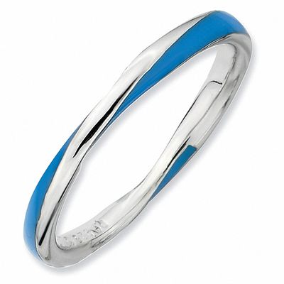 Stackable Expressions™ Orbit Twisted Blue Enamel Ring in Sterling Silver |  Zales