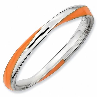 Stackable Expressions™ Orbit Twisted Orange Enamel Ring in Sterling Silver  | Zales