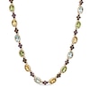 Thumbnail Image 1 of Oval Multi-Gemstone Necklace in Sterling Silver with 18K Gold Plate