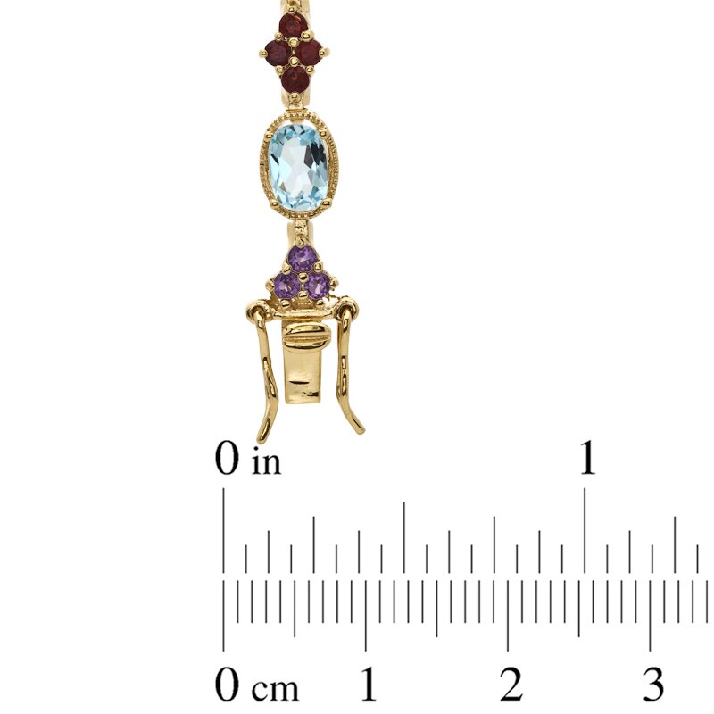 Main Image 3 of Oval Multi-Gemstone Bracelet in Sterling Silver with 18K Gold Plate - 7.25"