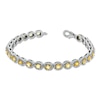 Thumbnail Image 2 of Oval Lab-Created Yellow Sapphire and 1/15 CT. T.W. Diamond Bracelet in Sterling Silver - 7.5"