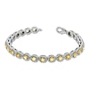 Thumbnail Image 1 of Oval Lab-Created Yellow Sapphire and 1/15 CT. T.W. Diamond Bracelet in Sterling Silver - 7.5"