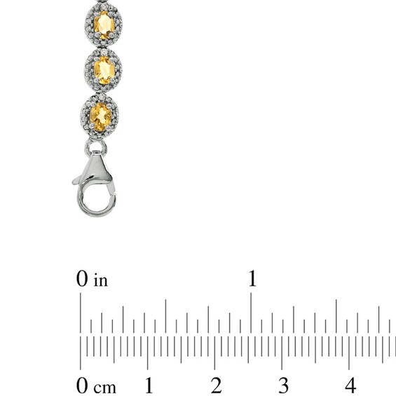 Oval Lab-Created Yellow Sapphire and 1/15 CT. T.w. Diamond Bracelet in Sterling Silver - 7.5"
