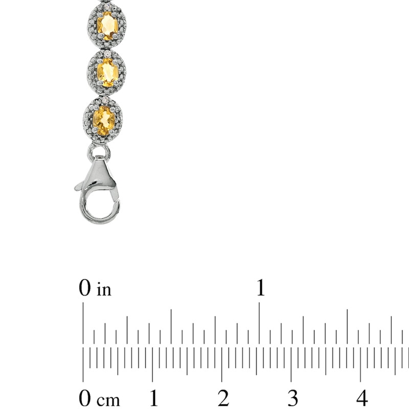 Oval Lab-Created Yellow Sapphire and 1/15 CT. T.W. Diamond Bracelet in Sterling Silver - 7.5"