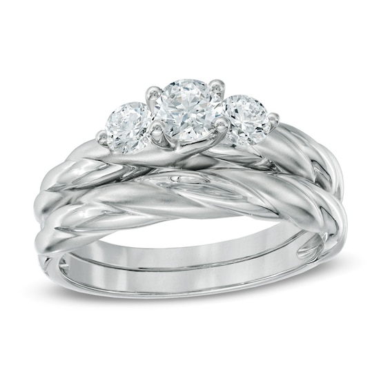 3/4 CT. T.w. Diamond Past Present Future® Bridal Set in 14K White Gold