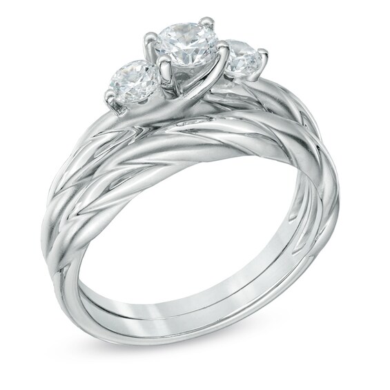 3/4 CT. T.w. Diamond Past Present FutureÂ® Bridal Set in 14K White Gold