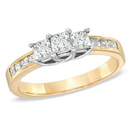 1 CT. T.w. Princess-Cut Diamond Three Stone Engagement Ring in 10K Gold