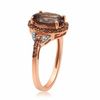 Thumbnail Image 2 of Oval Smoky Quartz and 1/3 CT. T.W. Enhanced Champagne and White Diamond Ring in 10K Rose Gold